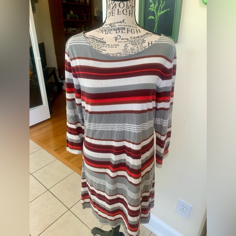 Patagonia Dress Womens Large Gray Red Shirt Dress